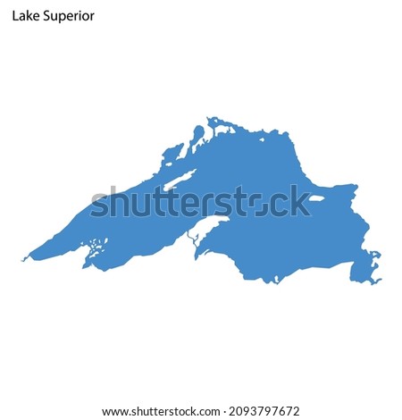 Blue outline map of Superior Lake, Isolated vector siilhouette on white background