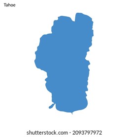 Blue outline map of Tahoe Lake, Isolated vector siilhouette on white background