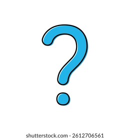 Blue outline question mark illustration symbol. Isolated vector design.