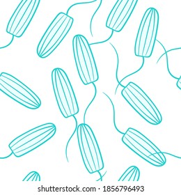 Blue Outline Repeating Tampon Pattern On A White Background