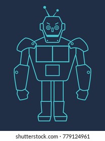 Blue Outline Robot illustration