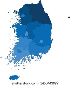 Blue outline South Korea map on white background. 