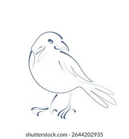 blue outline of a sparrow shape on a white background