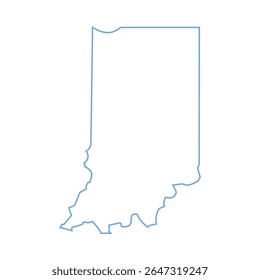 Um contorno azul do estado de Indiana sobre fundo branco	