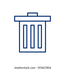 Blue outline trash can delete button icon with rounded corners on a white background vector pictogram illustration trendy minimalistic simple isolated flat design