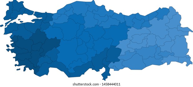 Blue outline Turkey map on white background. 
