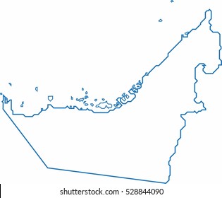 Blue outline UAE map on white background. Vector illustration.