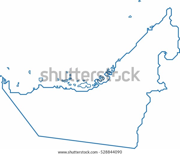 Blue Outline Uae Map On White Stock Vector (Royalty Free) 528844090