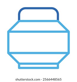 Blue outline vector icon of a pot. Concept of cooking, kitchen, and food.