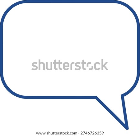 A blue outlined speech bubble on a white background, ready for text insertion. Vector