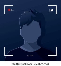 Blue Outlined Surveillance Camera View of a Silhouetted Person Being Recorded