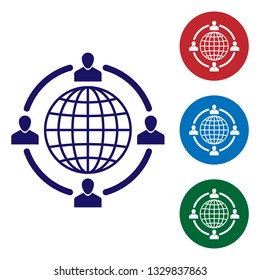 Blue Outsourcing concept icon isolated on white background. Cooperation sign. Idea of teamwork and investment. Set color icon in circle buttons. Vector Illustration