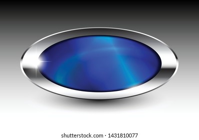 Blue oval background with a silver frame and space for your text. Vector illustration