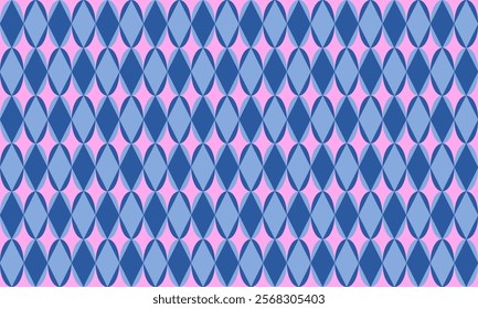 blue oval capsule and diamond block on pink background, design for fabric print or t-shirt paint screening, rectangular