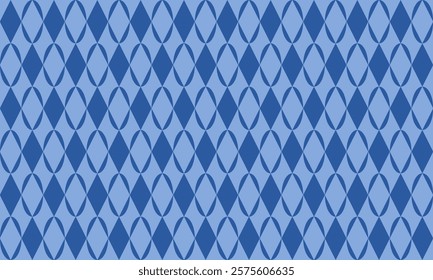 blue oval capsule and diamond block background, design for fabric print or t-shirt paint screening, rectangular