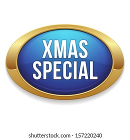 Blue oval christmas special button