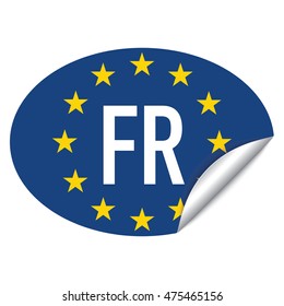 Blue oval european country sticker from France - FR