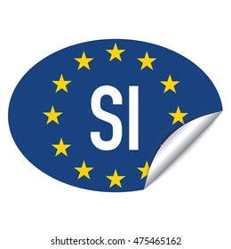 Blue oval european country sticker from Slovenia - SI