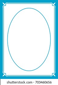 Blue oval photo frame border passe-partout vector simple