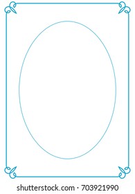Blue oval photo frame border passe-partout vector simple