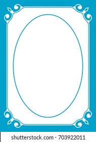 Blue oval photo frame border passe-partout vector simple