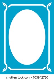Blue oval photo frame border passe-partout vector simple