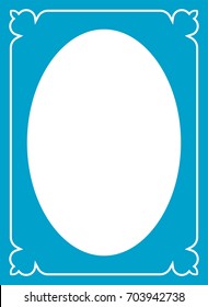 Blue oval photo frame border passe-partout vector simple