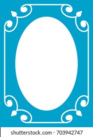 Blue oval photo frame border passe-partout vector simple