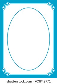 Blue oval photo frame border passe-partout vector simple