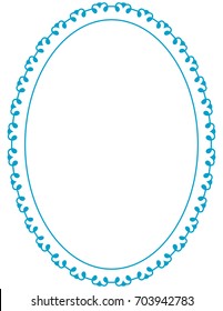 Blue oval photo frame border passe-partout vector simple