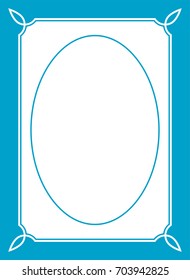 Blue oval photo frame border passe-partout vector simple