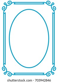 Blue oval photo frame border passe-partout vector simple