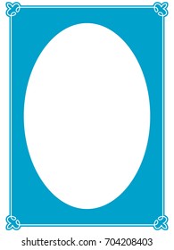 Blue oval photo frame border passe-partout vector simple