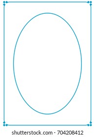 Blue oval photo frame border passe-partout vector simple