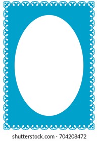 Blue oval photo frame border passe-partout vector simple