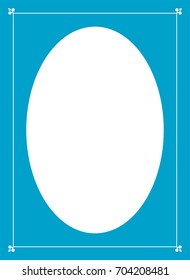 Blue oval photo frame border passe-partout vector simple