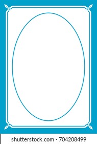 Blue oval photo frame border passe-partout vector simple