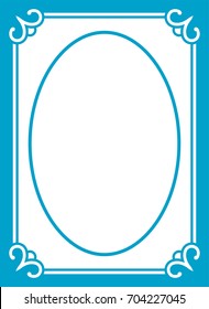 Blue oval photo frame border passe-partout vector simple