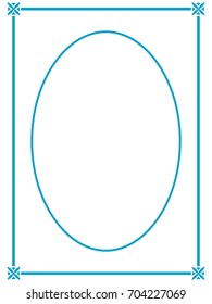 Blue oval photo frame border passe-partout vector simple