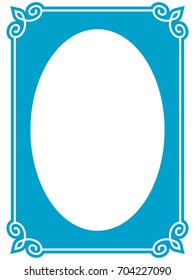Blue oval photo frame border passe-partout vector simple
