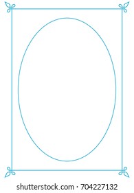 Blue oval photo frame border passe-partout vector simple