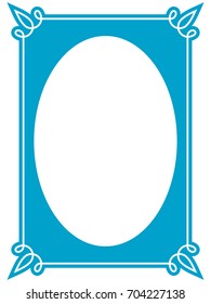 Blue oval photo frame border passe-partout vector simple