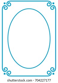Blue oval photo frame border passe-partout vector simple