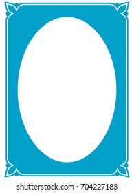 Blue oval photo frame border passe-partout vector simple