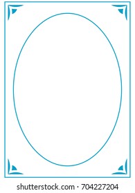 Blue oval photo frame border passe-partout vector simple