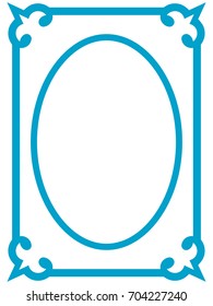 Blue oval photo frame border passe-partout vector simple