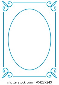 Blue oval photo frame border passe-partout vector simple
