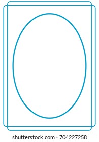 Blue oval photo frame border passe-partout vector simple