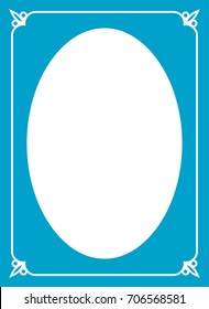 Blue oval photo frame border passe-partout vector simple