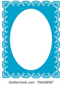 Blue oval photo frame border passe-partout vector simple
